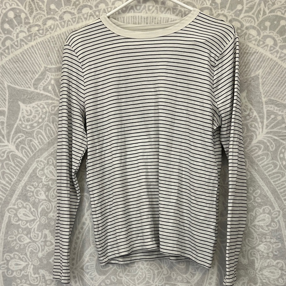 a new day Black and White Striped Long Sleeve Tee xl extra large